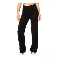 Calça Sarja Feminina Wide Leg Cintura Alta Preto Sawary 