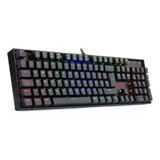 Teclado Gamer Redragon Mitra K551 Qwerty Outemu Blue Português Brasil Cor Preto Com Luz Vermelho