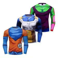 Kit 3 Camisas Rashguard Dragon Ball Goku Vegeta Sr Picollo