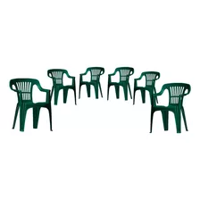 Pack De 6 Sillas De Plastico P/ Jardin Patio Apilables Ltc