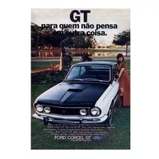 Quadro Vintage 20x30 Ford Corcel Gt - 1971 Branco # Novo Okm