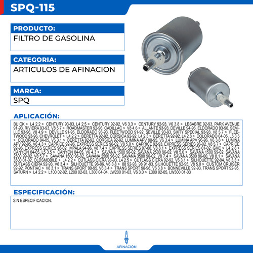 Filtro De Gasolina Oldsmobile Cutlass Ciera 1993-1993 L4 2.2 Foto 4