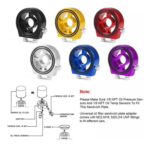 Adaptador Sandwich Conecta Medidores Presin Y Temp Aceite Foto 2