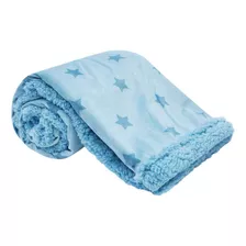 Cobertor Manta Buba Cor Azul Dupla Face Estrelinhas Macio
