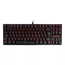 Teclado Gamer Redragon Kumara K552 Qwerty Outemu Brown Português Brasil Cor Preto Com Luz Vermelho