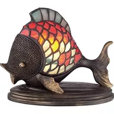 Lámpara De Mesa De Pescado Quoizel Tfx1883y Vintage Tiffany 