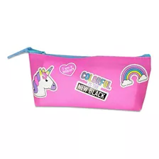 Estojo Escolar Unicornio Silicone Colorful Infantil Rosa