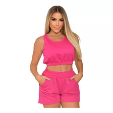 Conjunto Cropped Short Feminino Moda Verão Luxo Barato Lindo