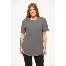 Kit 03 Camiseta Longline Feminina Plus Size Manga Curta C1