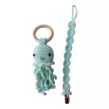 Set Nacimiento Crochet Sonajero Amigurumi + Porta Chupetes