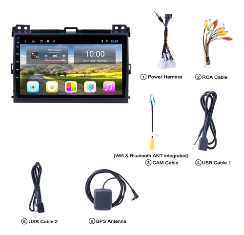 Autoestreo 2+32g Carplay Cmara Para Toyota Prado 2004-2009 Foto 6