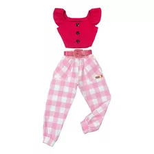 Conjuntinho Infantil Mini Diva Cropped Calça Jogger Modinha