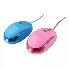 Mouse Soongo Con Cable/azul Y Rosa 2 Und