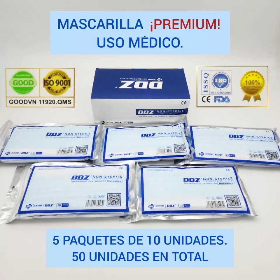 Mascarilla Quirurgica Desechable 50 Unidades Certificada