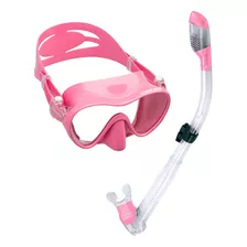 Kit De Buceo Cressi Con Máscara Seca Y Sin Marco Y Respirador, Color Rosa