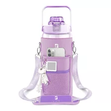 Botella De Agua 64oz Con Funda Neopreno Motivacional, B Life Color Violeta