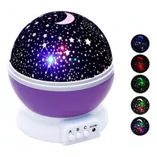 Velador Proyección Estrellas Y Luna Luz De Noche Giratorio Color De La Estructura Violeta