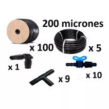 Kit Riego Huerta Cinta De Goteo 100m Cada 20 Cm + Valvulas 