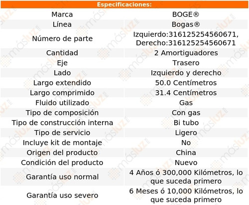 (2) Amortiguadores Gas Traseros Toyota Avanza 07/13 Bogas Foto 2