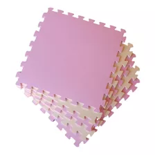 Kit 6 Tatame Tapete Eva Rosa Claro E Creme 50x50x1cm 10mm