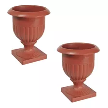 Kit 2 Vaso Marrom Grego Decoração Cachepô Taça Alta