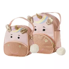 Kit Mochila + Lancheira De Bichinho Infantil Escolar - Cores