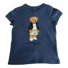 Camiseta Manga Curta Polo Ralph Lauren Azul Ursinho Promoção