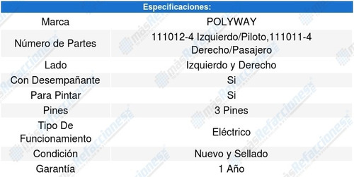 Kit-2 Espejos Polyway Peugeot 301 13 A 15 Foto 3