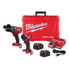 Combo Milwaukee Rotomartillo Atornillador Fuel 3697-22 Color Rojo