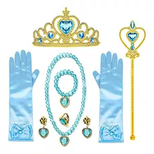 Vestido De Princesa Accesorios Corona Varita Set Para Niñas