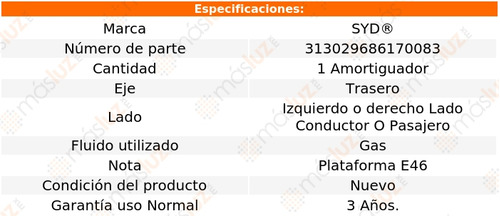 1- Amortiguador Gas Trasero Izq/der Bmw 325ci 01/05 Syd Foto 2