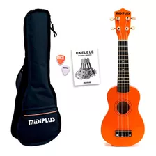 Ukelele Soprano Midiplus De Madera Con Funda Color Naranja