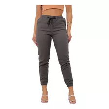 Calça Jogger Feminina Sarja Jeans Punho Elastico Premium