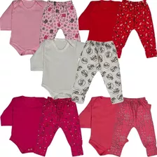 Kit 8 Pçs Body Bebe Liso E Mijão Estampado Menino E Menina