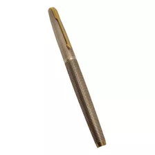 Caneta Parker 75 Tinteiro Made Usa Prata E Ponta Ouro 14k