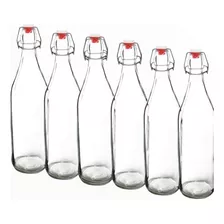 6 Botellas De Vidrio + Tapones Mecánicos 1000ml