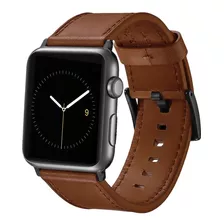 Correa Cuero Platinum Compatible Con Apple Watch 44mm Papaya