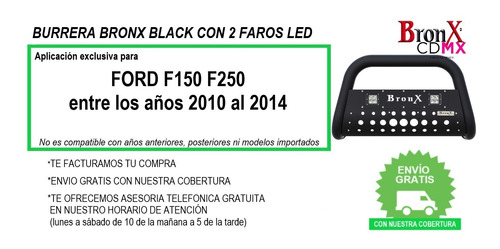 Burrera Bronx Black 2 Faros Ford F150 F250 2010-2014 Foto 9