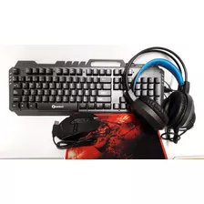 Combo King Santech Auriculares Pad Mouse Teclado 4 En 1 