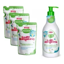 Combo Limpa Mamadeiras Detergente Vegano Bioclub Baby 3refil