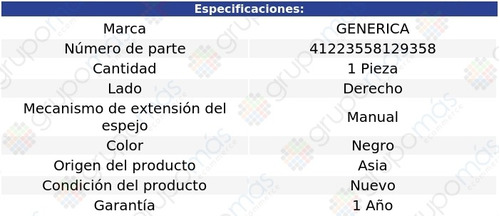 Espejo Lateral Derecho Manual Generica Gmc Envoy 94 Al 04 Foto 2