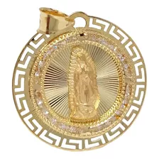 Medalla Oro Amarillo 10k Virgen De Guadalupe Diseño Grecas