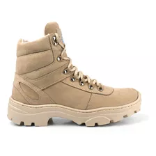 Bota Coturno Adv Militar Couro Nobuck Desert Tan Pal Gel