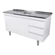 Gabinete Balcão Cozinha Para Pia 150cm Branco Promoção