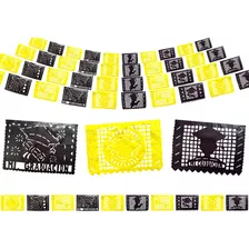 Decoración Papel Picado Para Graduación, Paq 10 Tiras 50 Mts