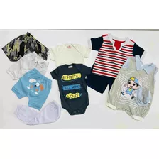 Kit Bebê 10 Pçs Body, Mijão, Short E Camiseta M/c P Menino