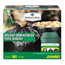 Bolsa Para Basura Member's Mark Jumbo Biodegradable Con 90 P Color Negro