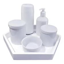 Kit Higiene Bebê Porcelana Potes Maternidade Garrafa Térmica