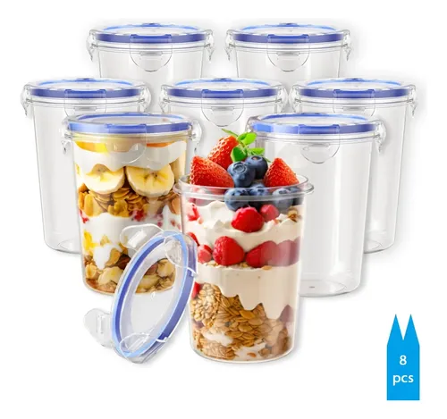 Kit 8 Potes Plásticos Transparentes 800ml Para Alimentos
