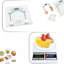 Kit Balança Digital Corporal + Balança Cozinha Fitness Dieta